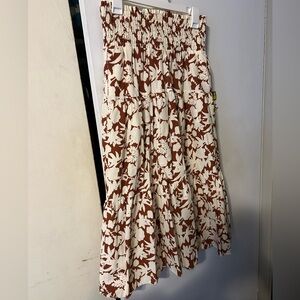 Universal Thread A-Line Skirt in Brown and White Floral
